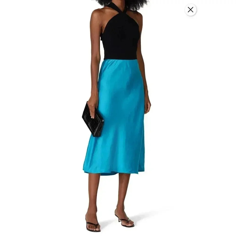 Club Monaco Bias Midi Skirt Womens 6 Party Resort‎ Feminine Chic Bold Party